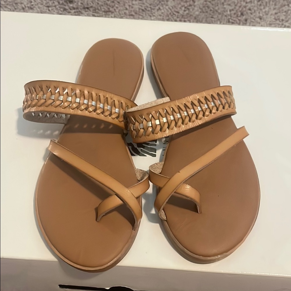Universal Thread Tan Sandals with Braided Detail